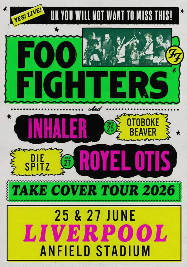 FOO FIGHTERS Take Cover 2026 UK Tour LIVERPOOL Anfield Stadium Poster Print
