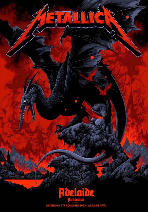 METALLICA M72 2025 Australia Tour ADELAIDE Oval Stadium Poster Print