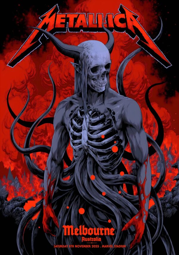 METALLICA M72 2025 Australia Tour MELBOURNE Marvel Stadium Poster Print