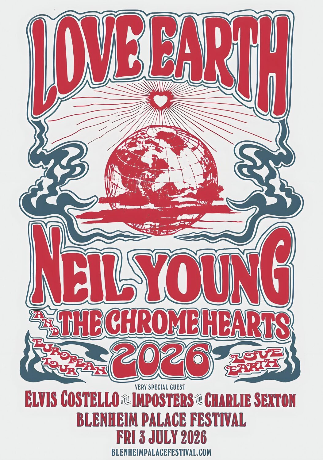 NEIL YOUNG & THE CHROME HEARTS Love Earth 2025 UK Tour OXFORD Blenheim Palace Festival Poster Print