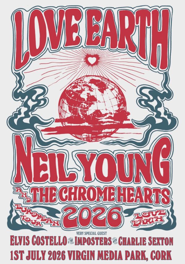 NEIL YOUNG & THE CHROME HEARTS Love Earth 2025 UK Tour CORK Virgin Media Park Poster Print