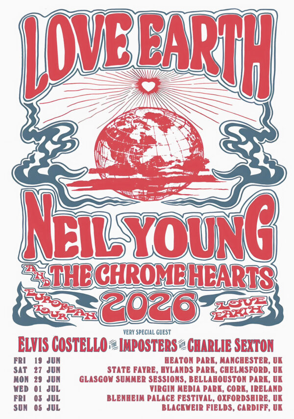 NEIL YOUNG & THE CHROME HEARTS Love Earth 2025 UK Tour Poster Print