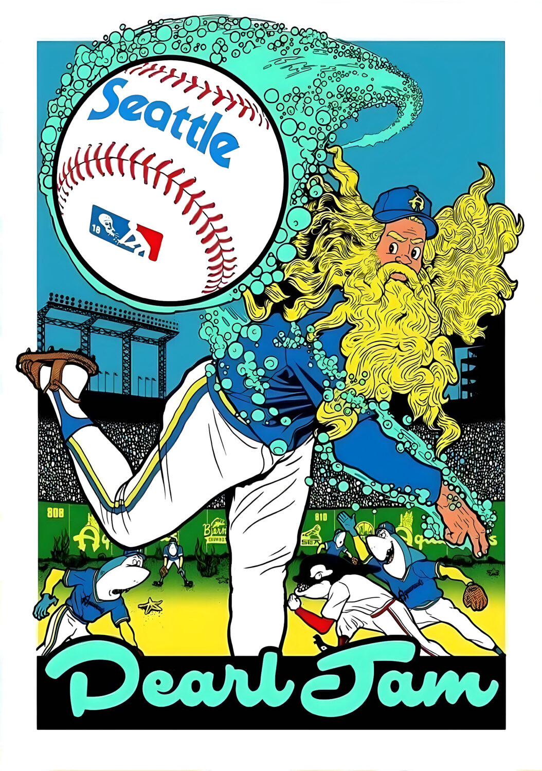 PEARL JAM Live 2018 North America Tour SEATTLE Safeco Field Poster Print