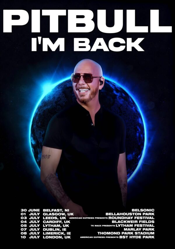 PITBULL I'm Back 2026 UK Live Summer Tour Poster Print