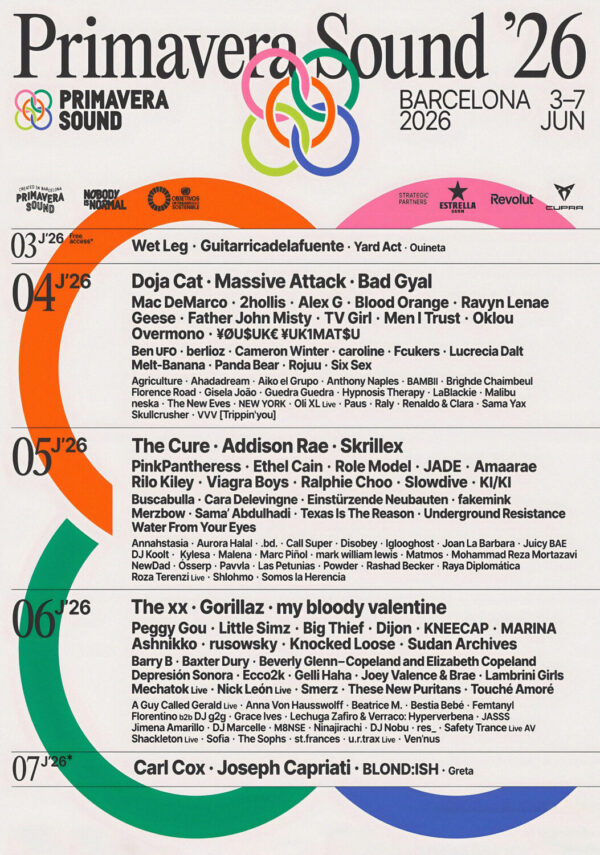 PRIMAVERA SOUND Festival 2026 Doja Cat - The Cure - The XX - Gorillaz Line-up Tour Poster Print