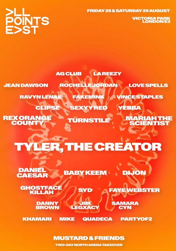 ALL POINTS EAST Festival 2026 Tyler The Creator - Turnstile - Dijon Line-Up Poster Print