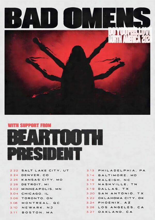 BAD OMENS Do You Feel Love 2026 North America Arena Tour Poster Print