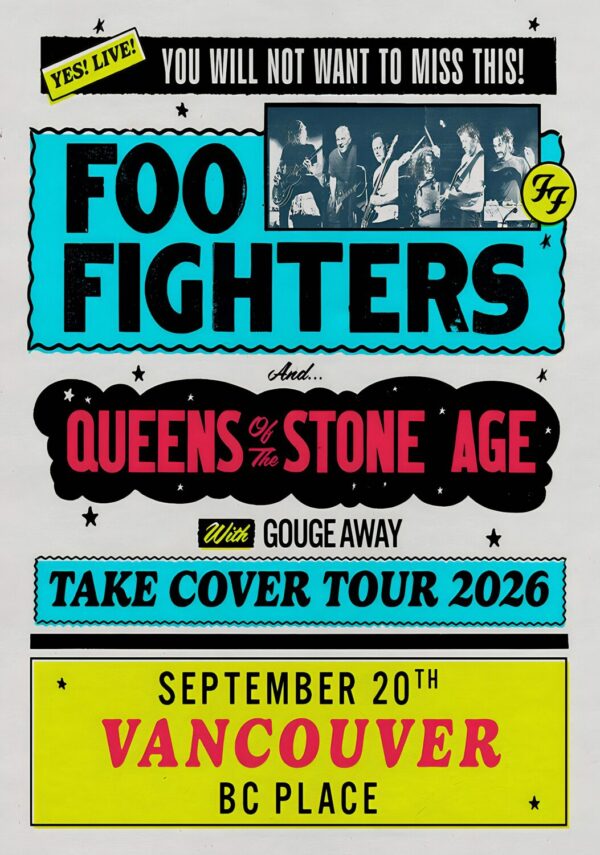 FOO FIGHTERS Take Cover 2026 Stadium Tour VANCOUVER BC Place Poster Print