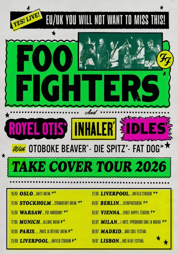 FOO FIGHTERS Take Cover 2026 Europe & UK Tour Poster Print