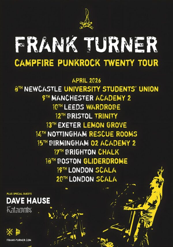 FRANK TURNER Campfire Punkrock Twenty 2026 UK Tour Poster Print