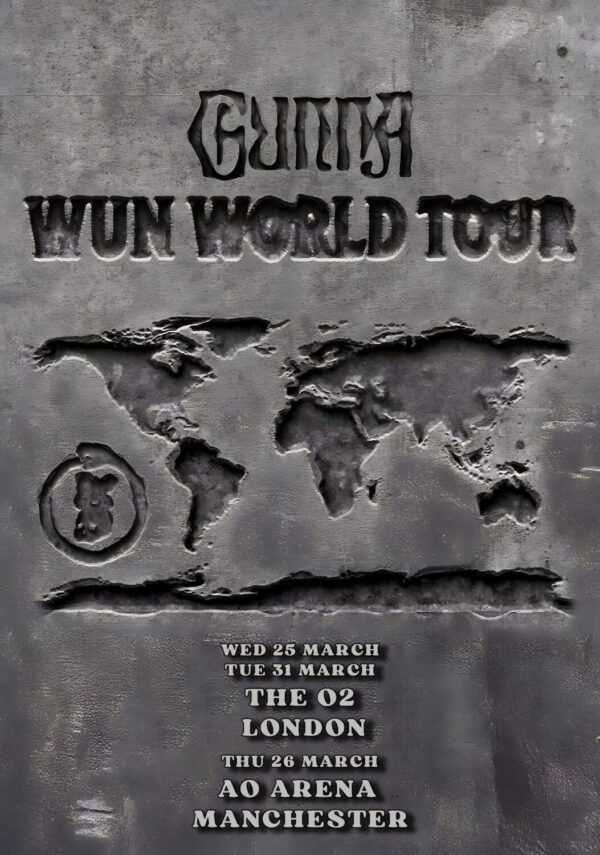 GUNNA Wun 2026 UK Tour LONDON The O2 - MANCHESTER AO Arena Poster Print