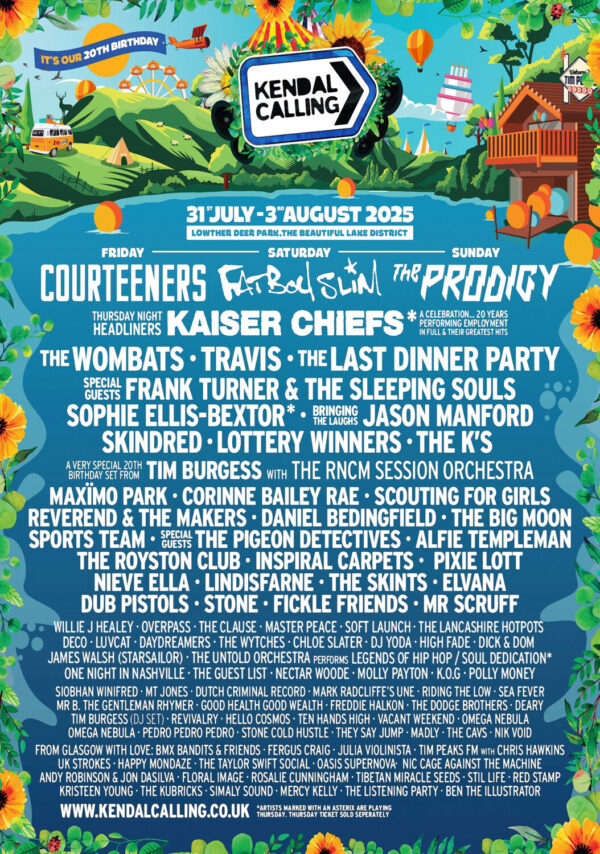 KENDAL CALLING 2025 FESTIVAL Courteeners - The Prodigy - Fat Boy Slim Line Up Poster Print