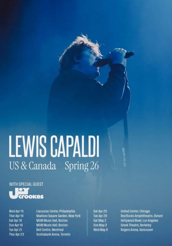 LEWIS CAPALDI Songs I'll Never Forget 2026 North America Tour Poster Print