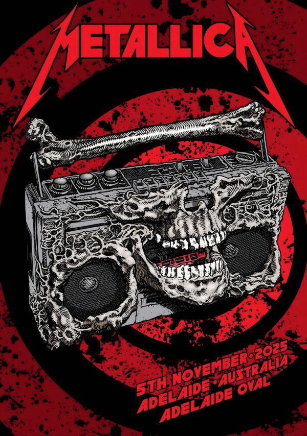 METALLICA M72 2025 Australia Tour ADELAIDE Oval Stadium Poster Print
