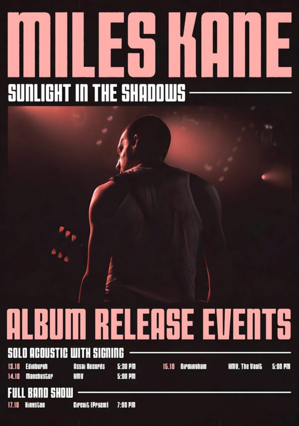 MILES KANE Sunlight In The Shadows 2025 UK Album Tour Poster Print