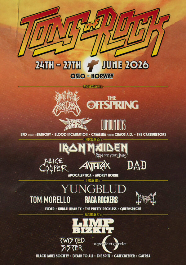 TONS OF ROCK Festival 2026 Bring Me The Horizon - Iron Maiden - Yungblud - Limp Bizkit Line-up Tour Poster Print