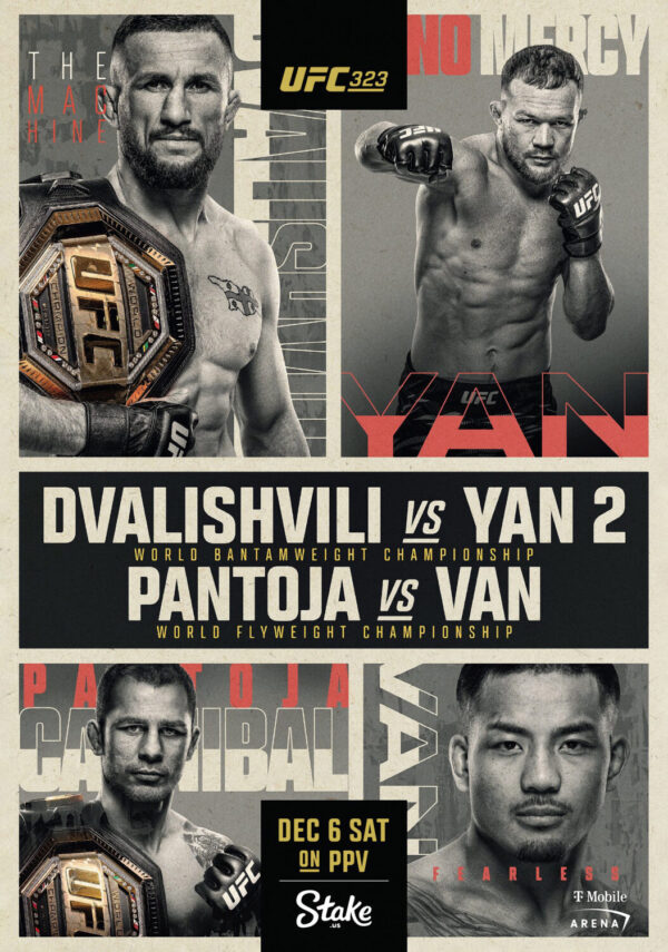 UFC 323 Merab Dvalishvili vs. Petr Yan 2025 Fight MMA Las Vegas Poster Print