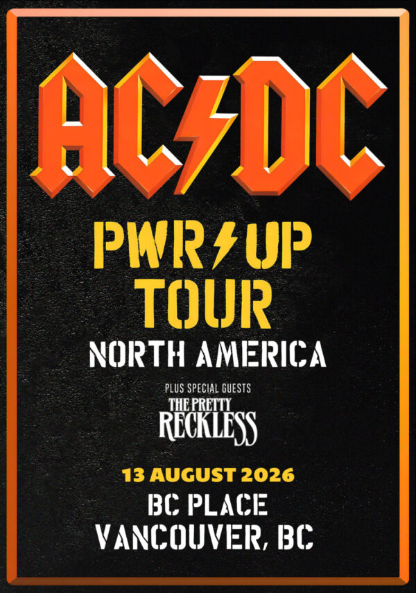 AC/DC Power Up (PWR UP) 2026 Tour VANCOUVER BC Place Poster