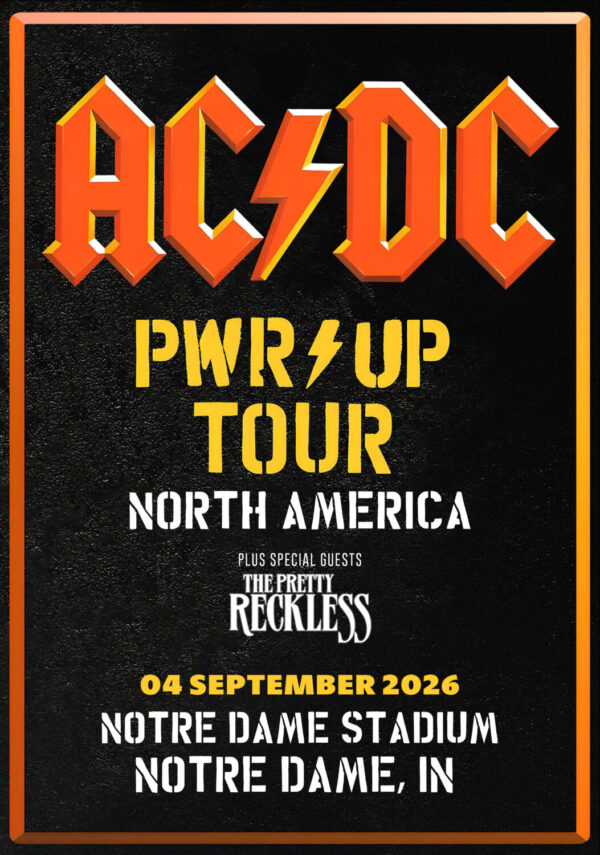 AC/DC Power Up (PWR UP) 2026 Tour NOTRE DAME Stadium Poster