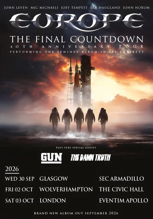 EUROPE (band) The Final Countdown 40th Anniversary 2026 UK Tour Poster