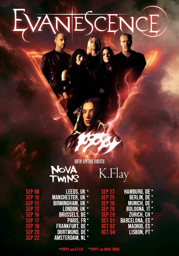 EVANESCENCE - POPPY Live Summer 2026 UK & Europe Tour Poster