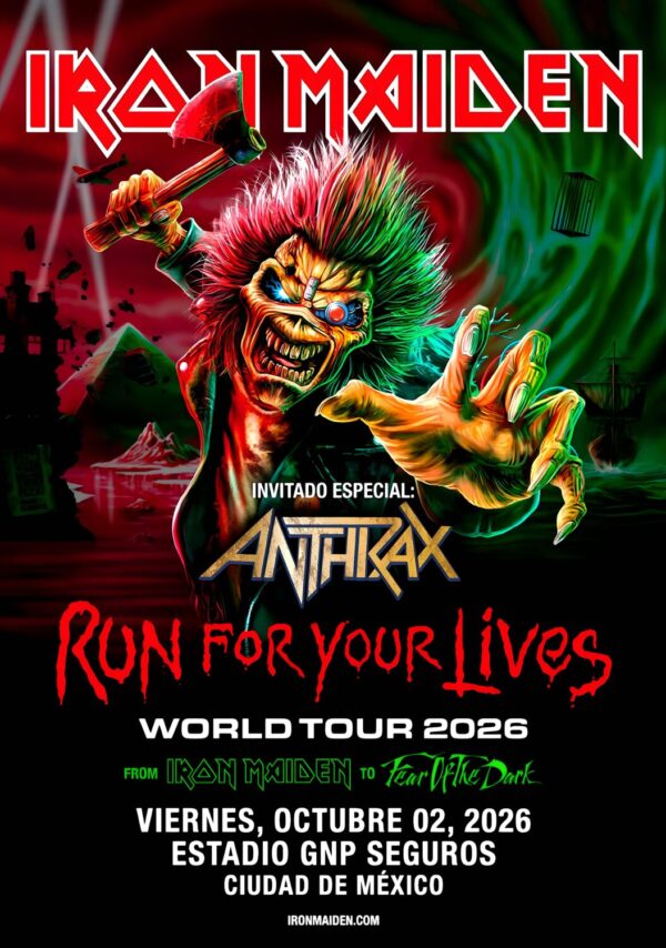 IRON MAIDEN Run For Your Lives 2026 World Tour MEXICO CITY Estadio GNP Seguros Poster