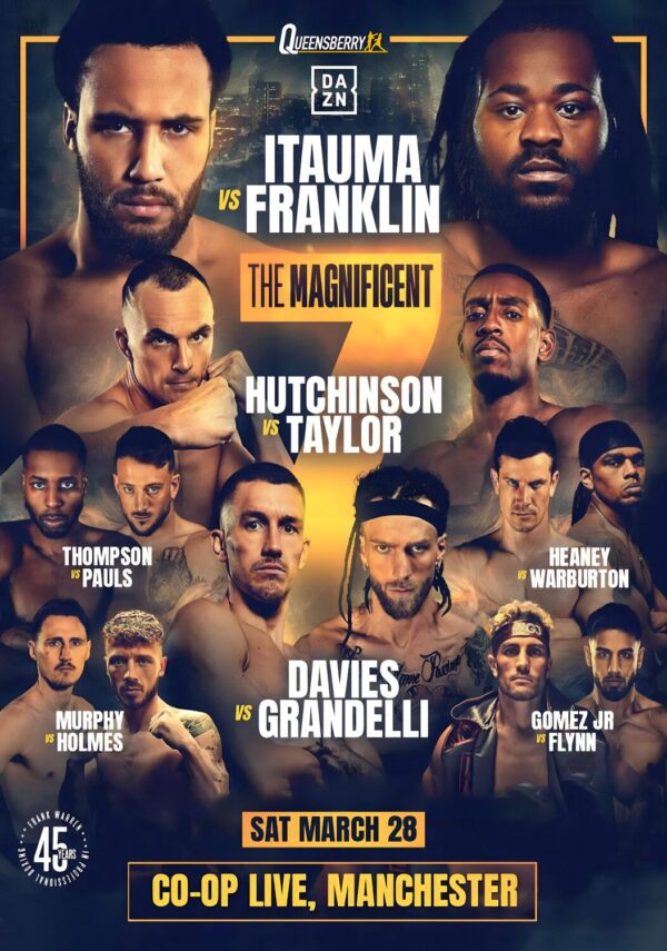 MOSES ITAUMA vs. JERMAINE FRANKLIN The Magnificent 7 2026 Manchester Boxing Fight Poster