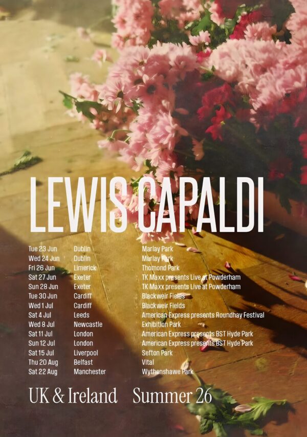 LEWIS CAPALDI Survive 2026 UK Summer Tour Poster