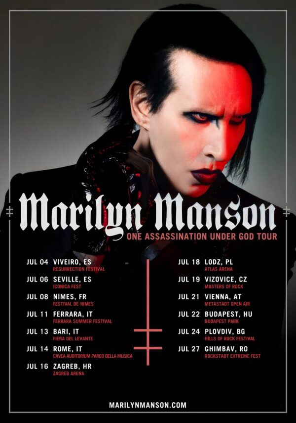 MARILYN MANSON One Assassination Under God 2026 Europe Tour Poster