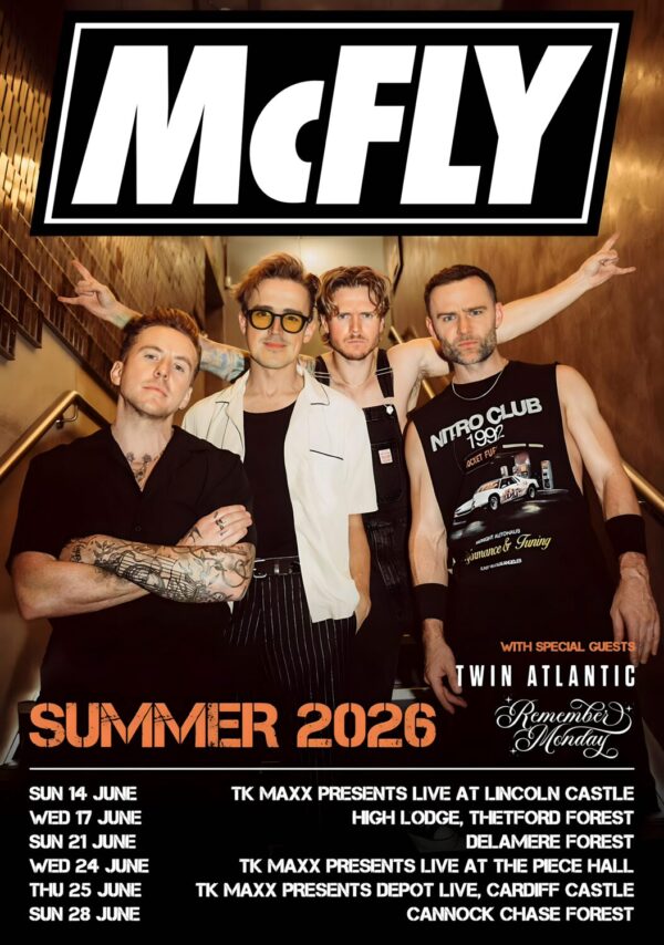 McFLY Summer Live 2026 UK Tour Poster