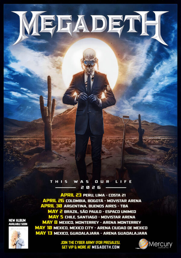 MEGADETH This Was Our Life 2026 South America Tour Poster