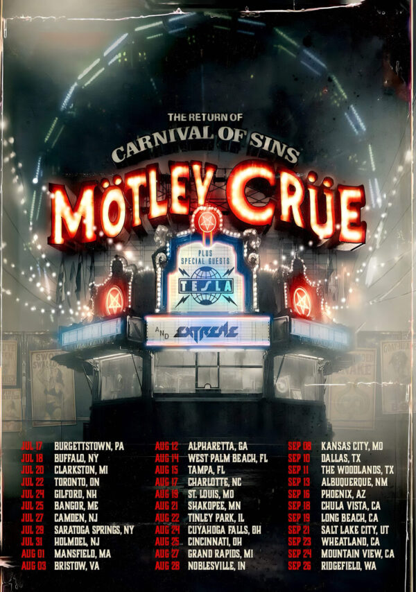 MOTLEY CRUE The Return of Carnival of Sins 2026 North America Tour Poster