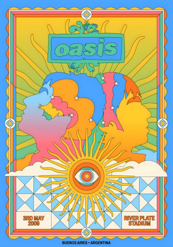OASIS Dig Out Your Soul 2009 Tour BUENOS AIRES River Plate Stadium Poster