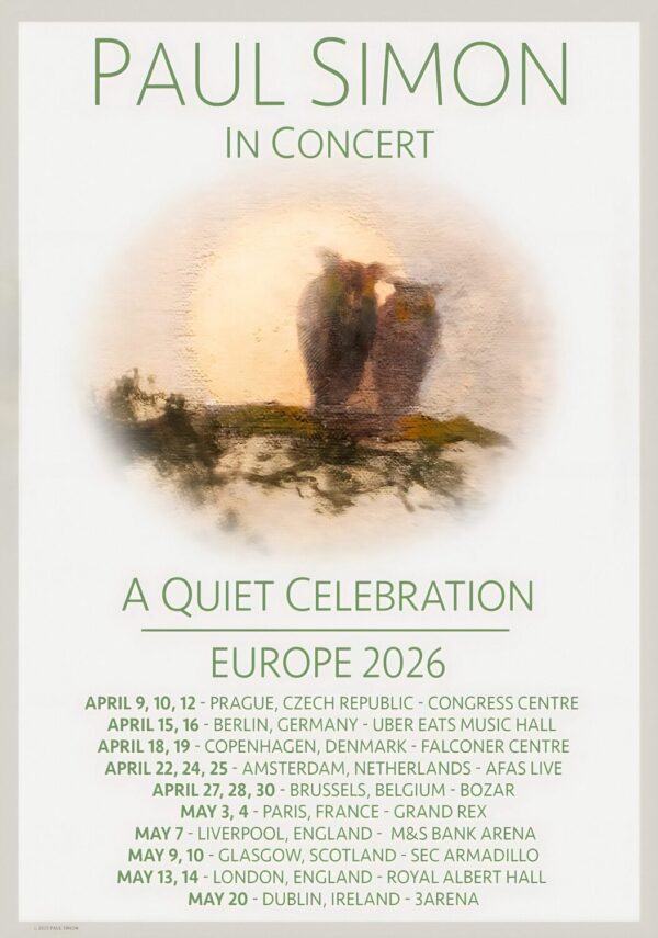 PAUL SIMON A Quiet Celebration 2026 UK & Europe Tour Poster