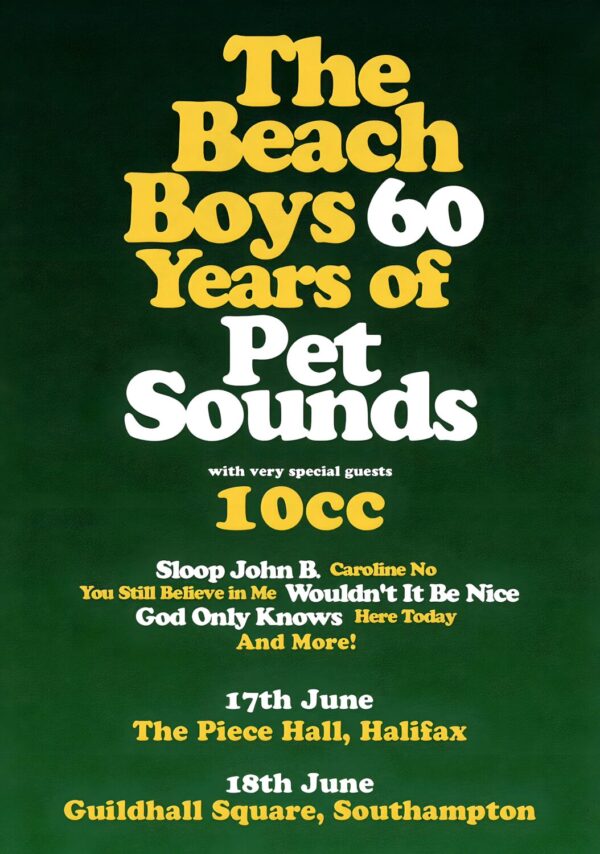 THE BEACH BOYS 60 Years Of Pet Sounds 2026 UK Tour HALIFAX - SOUTHAMPTON Poster