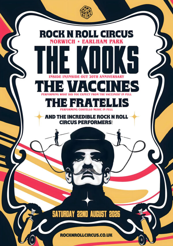 THE KOOKS Rock N Roll Circus 2026 Inside In Tour NORWICH Earlham Park Poster