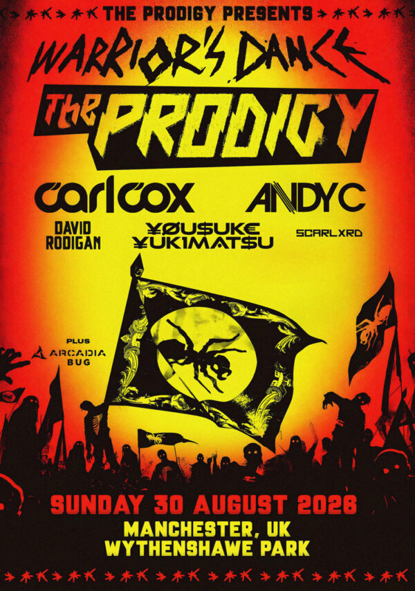 THE PRODIGY Warrior's Dance 2026 UK Tour MANCHESTER Wythenshawe Park Poster