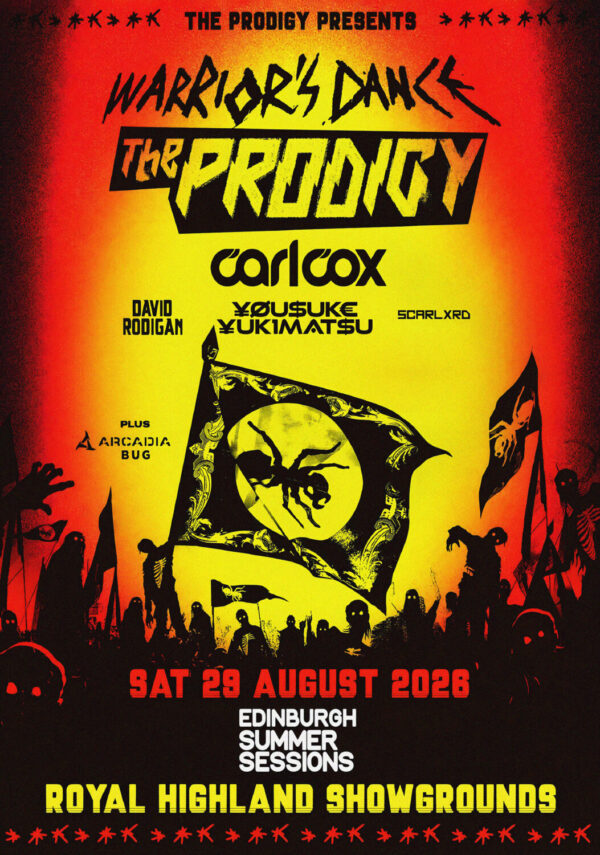 THE PRODIGY Warrior's Dance 2026 UK Tour EDINBURGH Summer Sessions Poster