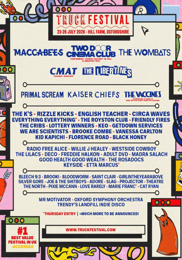 TRUCK Festival 2026 The Maccabees - Two Door Cinema Club - The Wombats Line-up Tour Poster