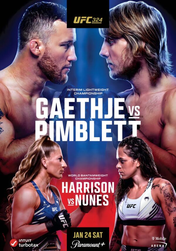 UFC 324 Justin Gaethje vs. Paddy Pimblett 2026 Fight MMA Las Vegas Poster Print