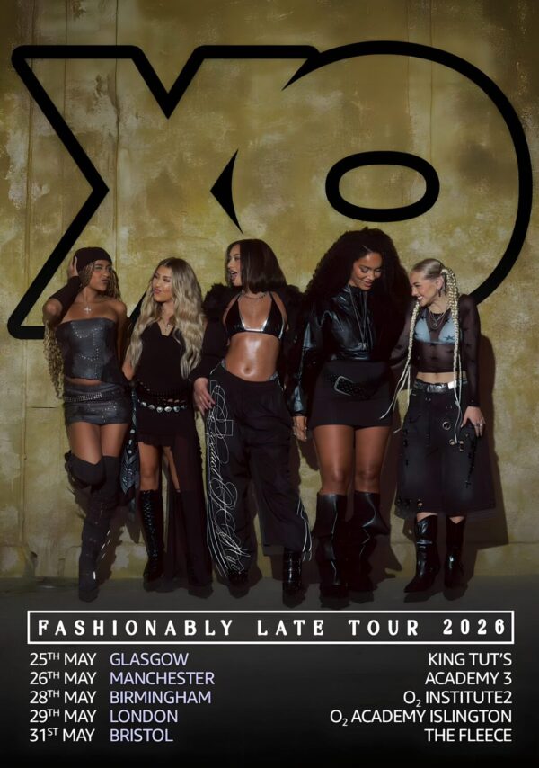 XO (band) Fashionably Late 2026 UK Tour Poster