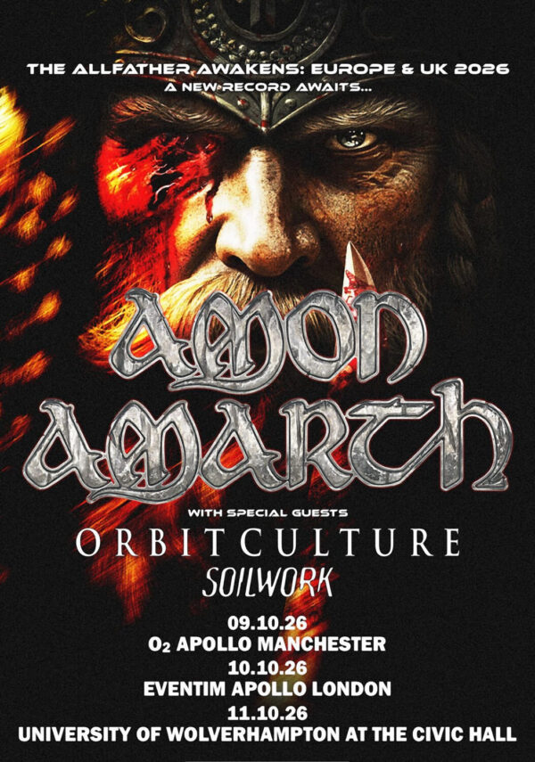 AMON AMARTH The Allfather Awakens 2026 UK Tour Poster