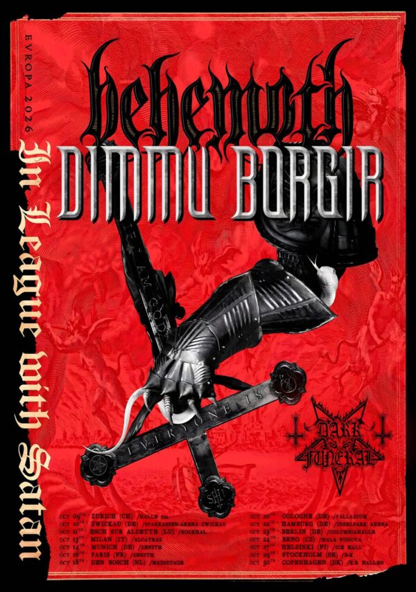BEHEMOTH - DIMMU BORGIR In The League With Satan 2026 Europe Tour Poster