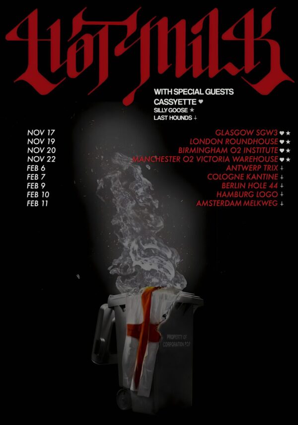 HOT MILK Corporation P.O.P 2025 & 2026 UK & Europe Tour Poster
