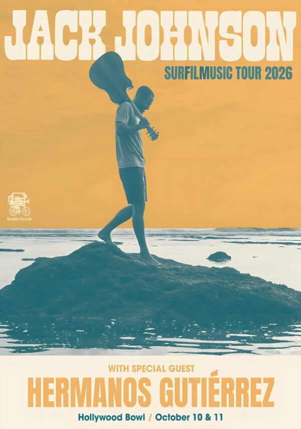 JACK JOHNSON Surfilmusic 2026 Tour LOS ANGELES Hollywood Bowl Poster