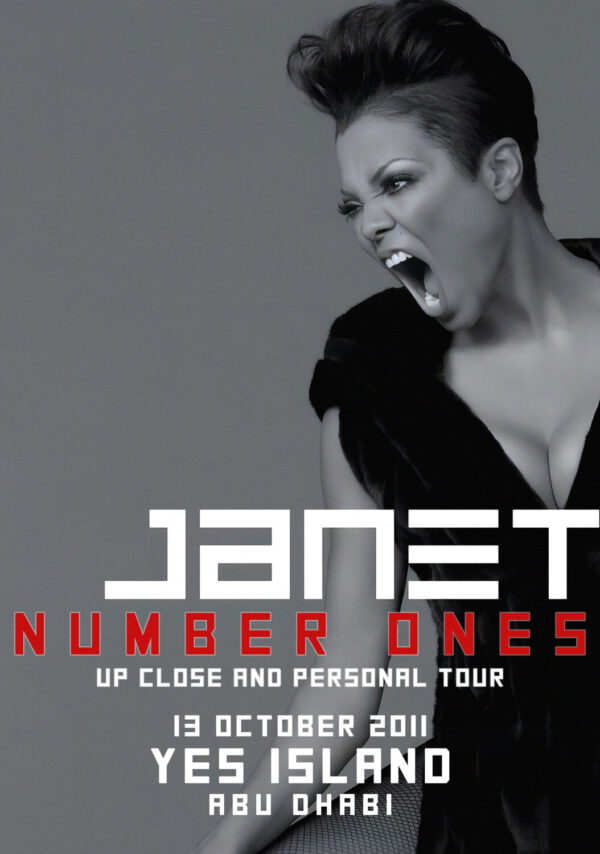 JANET JACKSON Number Ones, Up Close and Personal 2011 Tour ABU DHABI Yes Island Poster Print