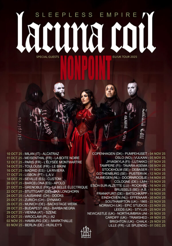 LACUNA COIL Sleepless Empire 2025 UK & Europe Tour Poster Print