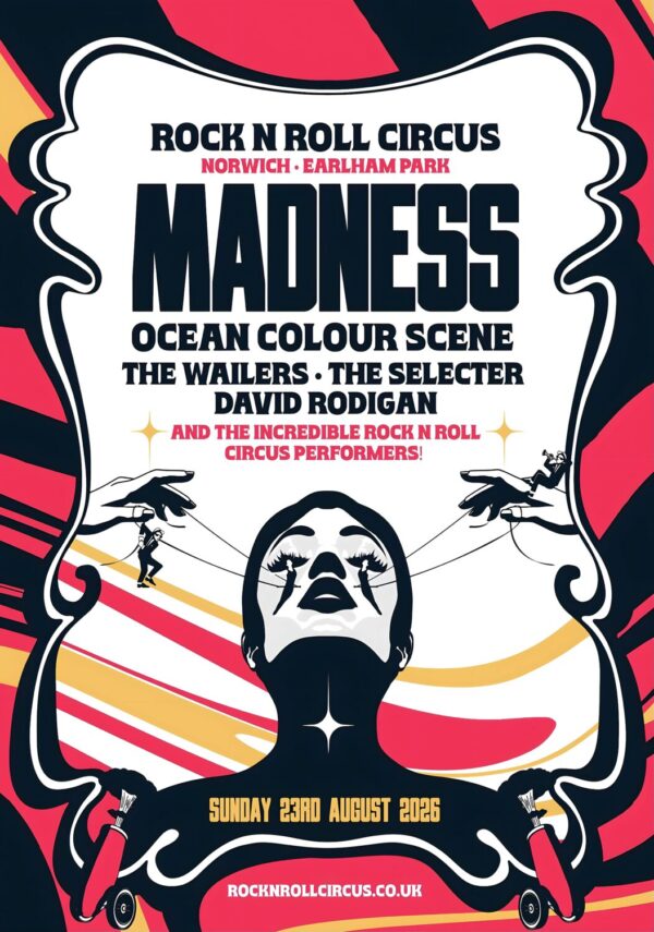 MADNESS (band) Hit Parade 2026 Tour Rock N Roll Circus NORWICH Earlham Park Poster