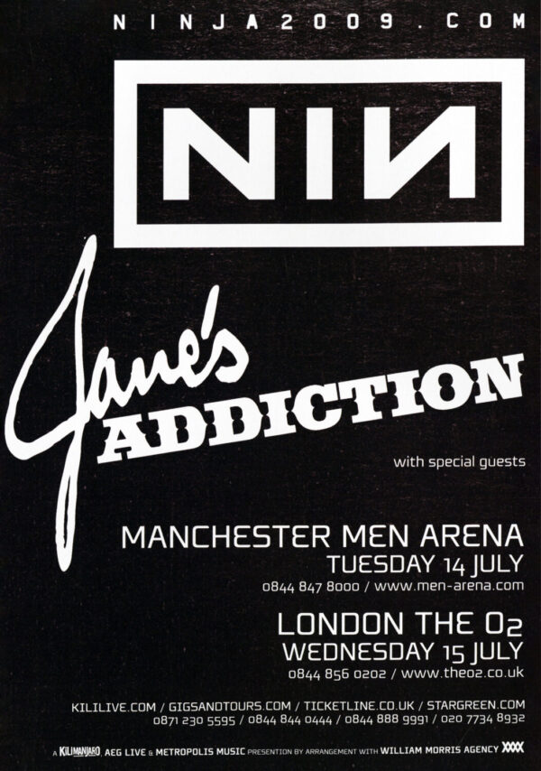 NINE INCH NAILS - JANE'S ADDICTION Ninja 2009 UK Tour Poster Print