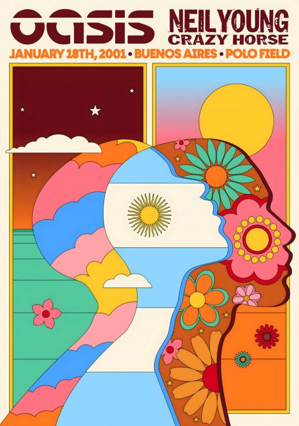 OASIS Standing on the Shoulder of Giants 2001 Tour BUENOS AIRES Polo Field Poster